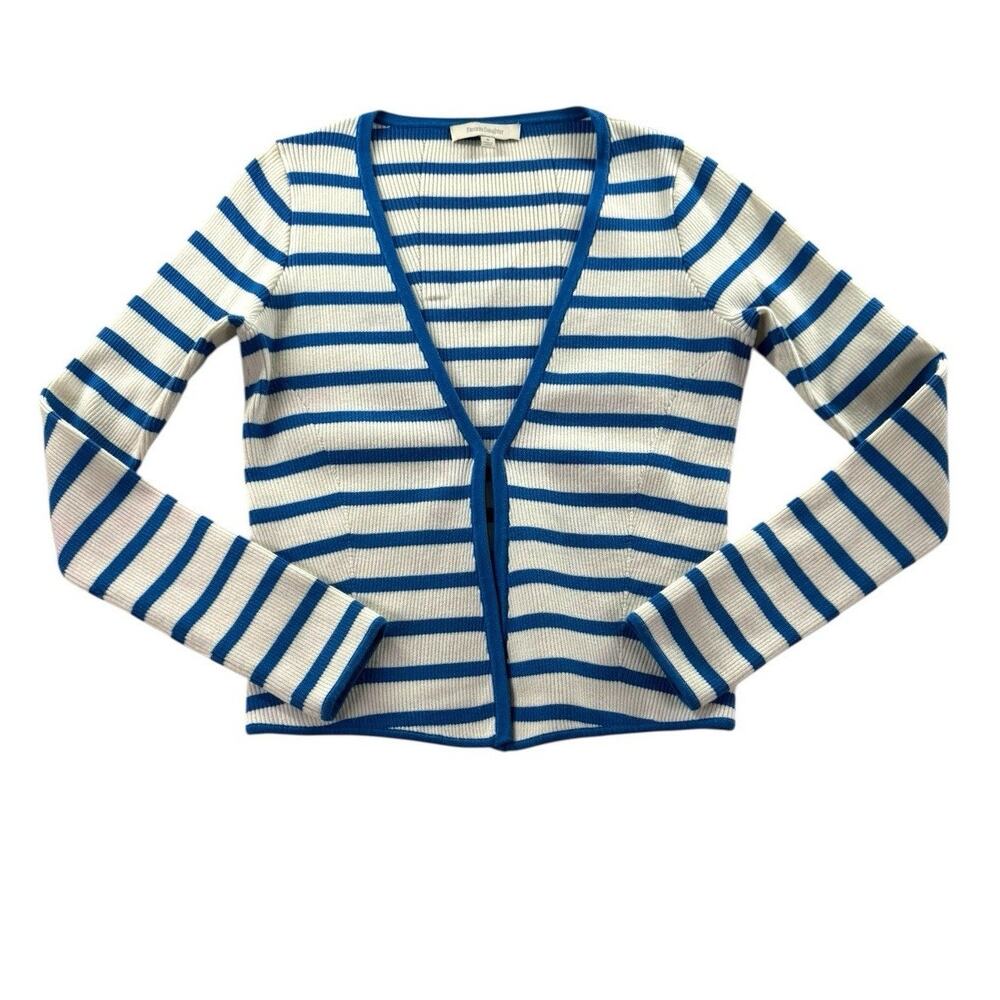 Favorite Daughter Caroline Cropped Cardigan Womens M Sweater French Blue Stripe